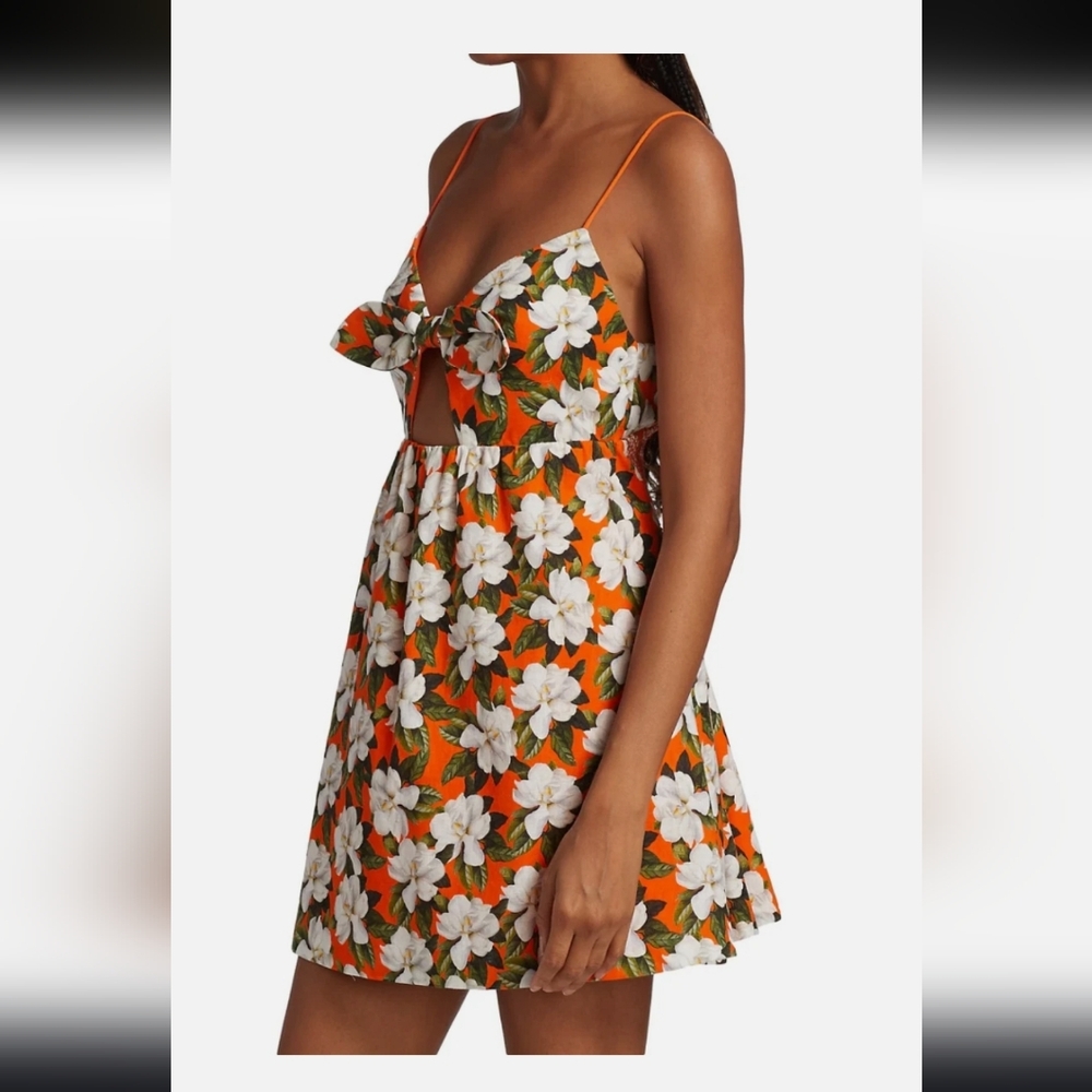 New Alice + Olivia 'Melvina' Floral- Print Linen-Blend Dress 0 - Picture 9 of 9